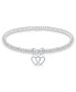 ფოტო #1 პროდუქტის Bead Double Heart Charm Bracelet in Silver Plate