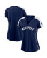 ფოტო #1 პროდუქტის Women's Navy, White New York Yankees True Classic League Diva Pinstripe Raglan V-Neck T-shirt