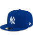 Фото #1 товара Men's Royal New York Yankees Logo White 59FIFTY Fitted Hat