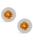 Citrine (1-1/2 ct. t.w.) and Diamond (1/2 ct. t.w.) Halo Stud Earrings in 14K White Gold
