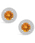 Фото #1 товара Citrine (1-1/2 ct. t.w.) and Diamond (1/2 ct. t.w.) Halo Stud Earrings in 14K White Gold