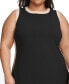 Plus Size Contrast-Trim Sleeveless Dress