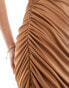 ASOS DESIGN draped one shoulder midi dress in biscuit