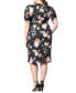 ფოტო #3 პროდუქტის Women's Plus Size Eden Midi Faux Wrap Dress with Draped Sleeves