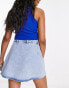 Фото #2 товара River Island asymmetric pleated denim mini skirt in blue