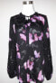 Фото #2 товара Блузка T Tahari Лидия с разрезом по горловине и пуговицами, цветочный узор, черный, размер XS