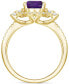 ფოტო #3 პროდუქტის Amethyst (1-1/2 ct. t.w.) & Lab-Grown White Sapphire (1/2 ct. t.w.) Halo Statement Ring in 14k Gold-Plated Sterling Silver