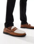 ASOS DESIGN penny loafers in tan and white leather