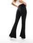 Фото #3 товара ASOS DESIGN Petite rib flare trouser with lettuce hem in black