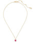 ფოტო #1 პროდუქტის Gold-Tone White-Framed Red Crystal Heart Pendant Necklace, 16" + 3" extender