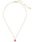 Фото #1 товара Gold-Tone White-Framed Red Crystal Heart Pendant Necklace, 16" + 3" extender