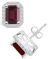 ფოტო #1 პროდუქტის Garnet (3-7/8 ct. t.w.) and Diamond (3/8 ct. t.w.) Halo Stud Earrings in 14K White Gold