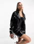 Фото #2 товара Naked Wardrobe croc leather look biker jacket in black