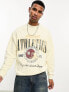 ASOS DESIGN oversized sweatshirt in washed beige with collegiate print