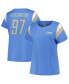 ფოტო #1 პროდუქტის Women's Aidan Hutchinson Blue Detroit Lions Plus Size Sleeve Stripe Name Number T-Shirt