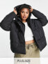 Threadbare Plus Evri puffer jacket with funnel neck in black