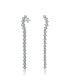 Sterling Silver Cubic Zirconia Waterfall Linear Dangle Earrings