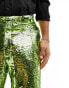 Фото #8 товара ASOS DESIGN smart flare trousers in lime green sequins