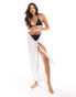 Фото #1 товара Kaiia linen look contrast trim sarong in white