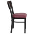 Hercules Series Black 3 Circle Back Metal Restaurant Chair - Walnut Wood Back, Burgundy Vinyl Seat