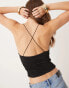 Фото #2 товара ASOS DESIGN slinky ruched square neck cami top in black