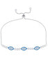 Cubic Zirconia Evil Eye Adjustable Bolo Bracelet in Fine Silver Plate