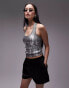 Topshop foil halter in gunmetal