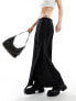 Фото #1 товара COLLUSION satin wrap slip skirt with tie waist in black