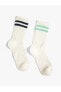 Фото #3 товара 2'li Soket Çorap Seti Şerit Detaylı