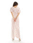 Фото #5 товара YAS cut out side maxi dress with puff sleeve in white and red spot - MULTI