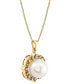 ფოტო #2 პროდუქტის Cultured Freshwater Pearl (11mm) & Diamond (1/6 ct. t.w.) 18" Pendant Necklace in 10k Gold