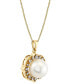 Фото #2 товара Macy's cultured Freshwater Pearl (11mm) & Diamond (1/6 ct. t.w.) 18" Pendant Necklace in 10k Gold