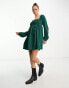 Фото #2 товара Lola May baby cord mini dress in forest green