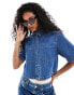 Фото #1 товара ASOS DESIGN denim crop shirt in clean blue wash co-ord