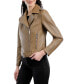 Фото #3 товара Women's Belted Leather Moto Coat, Created for Macy's