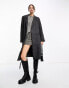 Фото #1 товара Object formal twill double breasted longline coat in dark grey