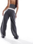 Фото #5 товара Miss Selfridge fold over waistband trouser in grey