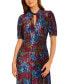 Фото #4 товара Women's Printed Velvet Twist-Neck Midi Dress