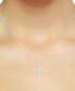 ფოტო #2 პროდუქტის Lab-Created Diamond Cross 18" Pendant Necklace (1/2 ct. t.w.) in Sterling Silver or 14K Gold-Plated Sterling Silver