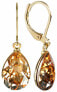 Фото #1 товара Elegant gold-plated earrings with Pear Golden Shadow crystals