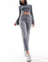 JDY high waisted straight cropped jeans in light grey