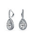 7CT Style Halo Clear Cubic Zirconia CZ Fashion Formal Dangle Drop Teardrop Earrings For Women Prom smaid Rhodium Plated