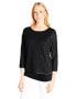 Calvin Klein Women's Dolman Sleeve Underpin Sweater Scoop Neck Black Size L