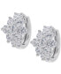 ფოტო #1 პროდუქტის Lab Grown White Sapphire Flower Cluster Extra Small Huggie Hoop Earrings (2-3/4 ct. t.w.) in Sterling Silver, 0.47"