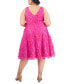 Plus Size 3D Floral-Applique Fit & Flare Dress