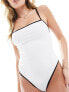 Фото #1 товара 4th & Reckless sicily contrast trim swimsuit in cream