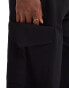 Vila side pocket wide leg trouser in black