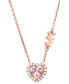ფოტო #1 პროდუქტის 14k Rose Gold-Plated Sterling Silver Crystal Heart Halo Pendant Necklace, 16" + 2" extender