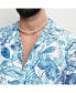 Men's Chalk White:Indigo Blue Mesh Foliage Shirt