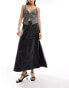 Фото #1 товара NA-KD faux leather flowy midi skirt in black